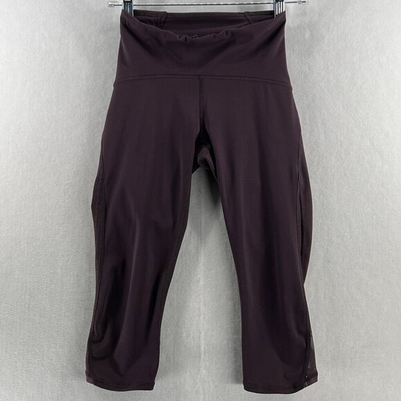 Lululemon Cropped Leggings Womens Sz 4 Train Times 17" Mesh Trim Training Purple - Picture 1 of 9